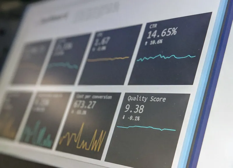 Digital marketing analytics dashboard showing performance metrics